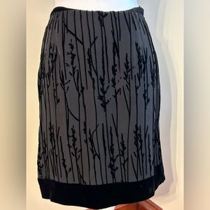 Ann Taylor Silk and Rayon Black with Velvet Trim Skirt